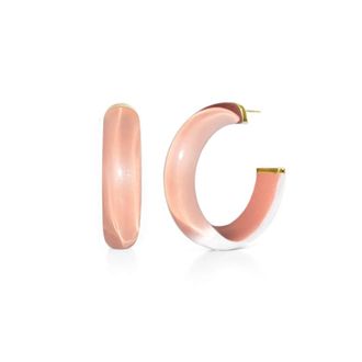 Gold & Honey Womens Small Illusion Lucite Hoop Earrings In Neutrals In Rose Gold