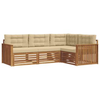vidaXL Conjunto De Sof&aacute;s De Exterior Con Coj&iacute;n 4 Pcs Natural Y Beige Vidaxl