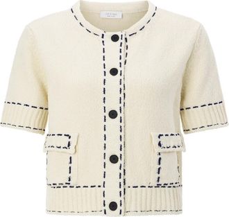 Rich & Royal CNK Cropped Mango Yarn Cardi - Dames - Vesten - Wit - S - Katoen - Truien & Vesten