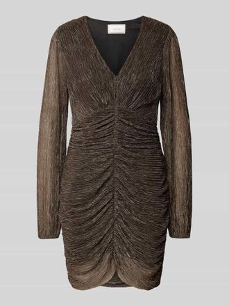 Neo Noir Neo Noir Knielanges Kleid mit Raffungen in Metallic Braun, Gr&ouml;&szlig;e 36