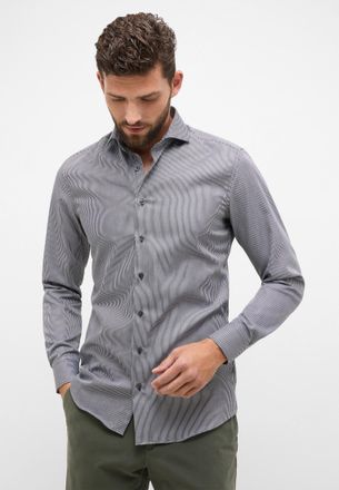 Eterna Langarmhemd ETERNA SLIM FIT, Herren, Gr. 41, Extra verl&auml;ngerter Arm, grau (anthrazit), Satin, 100% cotton, schmal, Manschette, Hemden Langarmhemd, NON