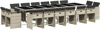 vidaXL Set Comedor Jard&iacute;n Y Cojines 17 Pzas Rat&aacute;n Sint&eacute;tico Gris Claro Vidaxl