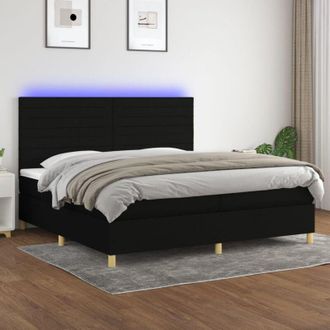 vidaXL Vidaxl - Cama Box Spring Colch&oacute;n Y Luces Led Tela Negro 200x200 Cm