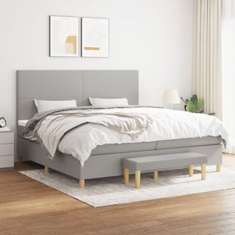 vidaXL Vidaxl - Cama Box Spring Con Colch&oacute;n Tela Gris Claro 200x200 Cm