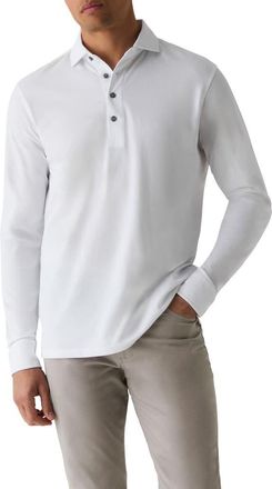 Greyson Omaha Brrr&deg; Performance Long Sleeve Polo in Arctic at Nordstrom, Size Xx-Large