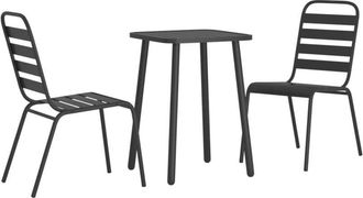vidaXL Juego De Comedor De Jard&iacute;n 3 Piezas Acero Gris Antracita Vidaxl