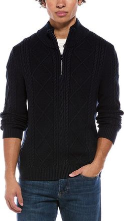 Jason Wu Quarter Zip Diamond Cable Knit Mock Neck Sweater