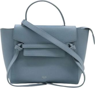 Celine Pre-owned Belt Micro Leren 2way Tas - Dames - Vintage Handtas - Blauw - ONE Size - Leer - Vintage