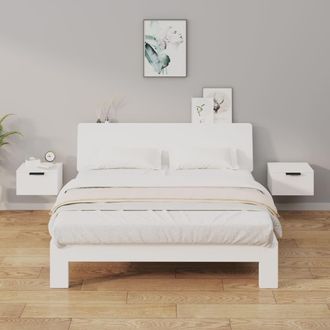 vidaXL Mesitas De Noche De Pared 2 Uds Blanco 34x30x20 Cm Vidaxl