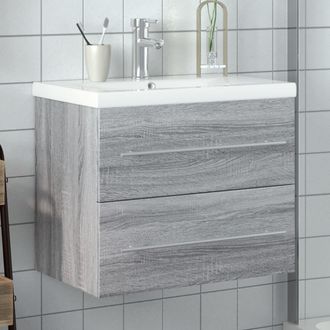 vidaXL Mueble De Ba&ntilde;o Con Lavabo Integrado Gris Sonoma Vidaxl