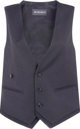 Ann Demeulemeester Gedraaide sluiting vest met katoenen detail - Dames - Gillet - Zwart - S - Katoen - Kostuums