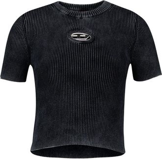 Diesel Womens Ribbed Cotton T-Shirt Black