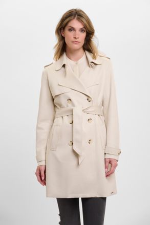 Rino&Pelle Trenchcoat RINO & PELLE KYONA, Damen, Gr. 42, beige (birch), Web, Obermaterial: 94% Polyester, 6% Elasthan, unifarben, gerade ca. Mitte Oberschenkel, 