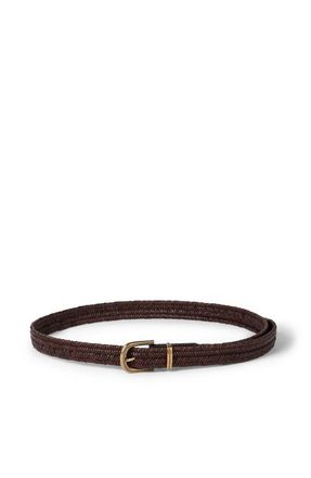 Brunello Cucinelli Stretch braided leather belt in Brown at Nordstrom, Size X-Small