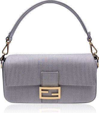Fendi Pre-owned Womens Cotton Shoulder Bag Baguette - Grey - One Size