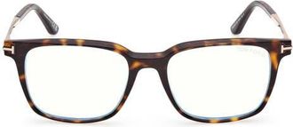 Tom Ford 53mm Square Optical Glasses in Shiny Dark Havana /Rose Gold at Nordstrom