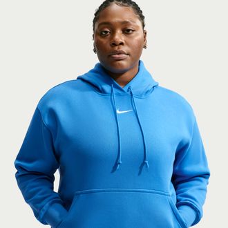 Nike Womens Nike Sportswear Phoenix Fleece Oversized Pullover Hoodie (Plus Size) in Blue | DV4984-435