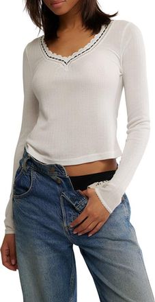 Free People Only You Long Sleeve Pajama Top in Clean Ivory at Nordstrom, Size X-Large