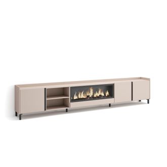 Skraut Home Skraut Home - Mueble Tv, Televisi&oacute;n, Muebles De Sal&oacute;n, Almacenaje, 315x35x61cm, Para Tv Hasta 80, Chimenea El&eacute;ctrica Xxl, Dise&ntilde;o Industrial, Estilo Mo