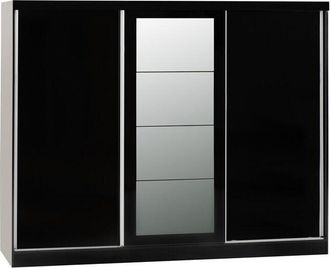 Seconique Seconique - Nevada 3 Door Sliding Wardrobe - L62 x W242.5 x H194 cm - Black Gloss