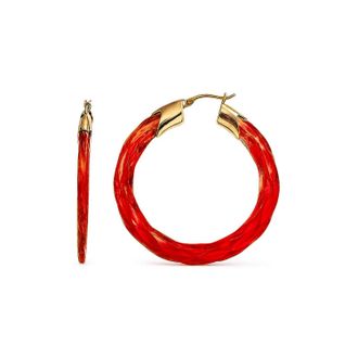 Gold & Honey Womens Swirl Twist Lucite Birthstone Hoop Earrings In January - Garnet