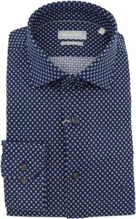 Michael Kors Printed Piqu&eacute; Slim Fit Shirt - Heren - Zakelijke Overhemden - Blauw - XL - Overhemden