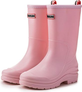 Pangolin Womens Waterproof Mid-Calf Wellies, Rubber Pull-On Wellington Boots with Slip-Resistant Lug Sole, Lightweight Easy-Clean Garden & Rain Boots Pink 6.5U