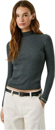 Pepe Jeans London Carla Perkins Knit - Dames - Coltruien - Grijs - L - Katoen - Truien & Vesten