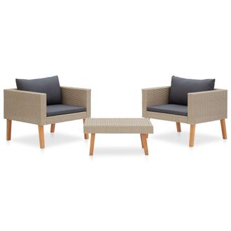 vidaXL Set Divani Da Giardino 3 Pz Con Cuscini In Polyrattan Beige - Vidaxl