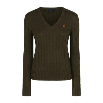 Polo Ralph Lauren V-neck Knitwear, female, Green, Size: M Julianna Long Sleeve Pullover