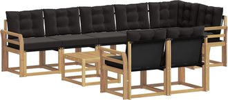 vidaXL Conjunto De Sof&aacute;s De Exterior 9 Uds. Blanco Y Negro Vidaxl