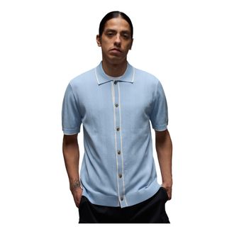 Nike Jordan Air Jordan Sport Knit Button-Down Golf Top shirt Light Armory Blue HV1157-440