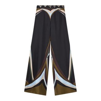 Pucci Wide Trousers, female, Multicolor, Size: 2XS Fari Print Silk Palazzo Pants