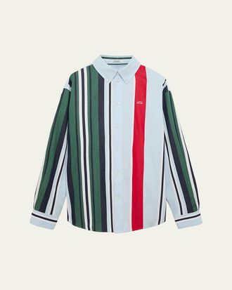 Loewe Mens Variegated Stripe Twill Button-Down Shirt