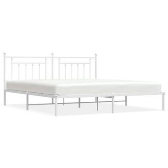 Berkfield Home Metal Bed Frame with Headboard White 193x203 cm