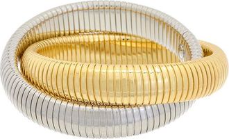 Meshmerise 18K Two-Tone Plated Goose Bangle Bracelet