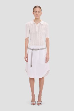 Victoria Beckham Frill Polo Top In White XS