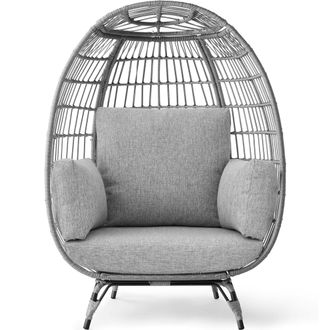 Best Choice Products Wicker Egg Chair Oversized Indoor Outdoor Patio Lounger w/ Steel Frame, 440lb Capacity