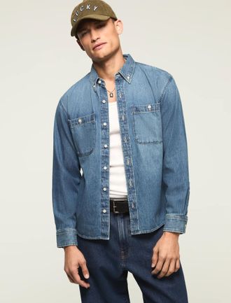 Lucky Brand Mens Denim Utility Shirt
