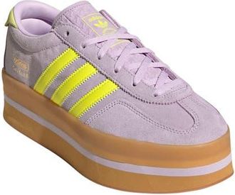 adidas Gazelle Stack Platform Sneaker in Ice Lavender/Yellow/Gum at Nordstrom, Size 9.5
