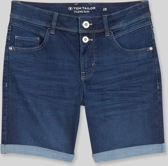 Tom Tailor Regular Fit Jeansshorts mit Knopf Detail in Dunkelblau, Gr&ouml;&szlig;e 25