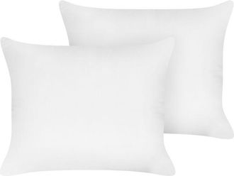 Beliani Beliani - Conjunto De Almohadas Coj&iacute;n Para Dormitorio 50 X 60 Cm Algod&oacute;n De Japara Funda Lyocell Relleno De Poli&eacute;ster Perfil Bajo Blanco Triglav