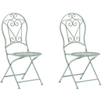 Beliani Beliani - Set di 2 Sedie da Giardino in Metallo Verde Pieghevoli Design Retr&oacute; Vintage Trento