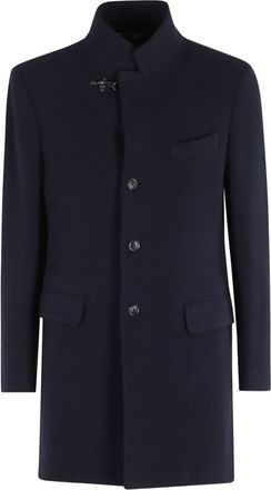Fay Navy Blue Long Buttoned Coat