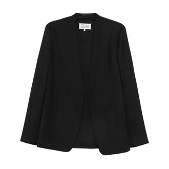 Maison Margiela Open Front Jas - Dames - Jassen - Zwart - Maat: XS Zijde