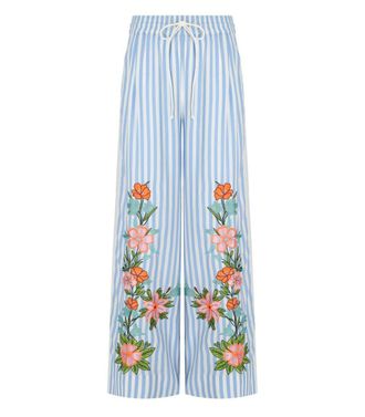 Essentiel Hevon2 White And Light Blue Pants