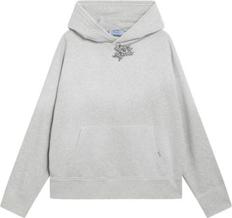 Prada Hoodie met juwelenspeld - Dames - Hoodies - Grijs - S - Katoen - Hoodies & sweatvesten
