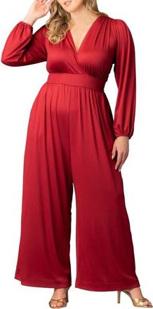 Kiyonna Brigitte Long Sleeve Jumpsuit in Cherry Red at Nordstrom, Size 0X