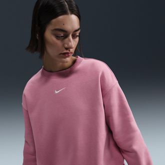 Nike Womens Nike Sportswear Phoenix Fleece Oversized Crew-Neck Sweatshirt in Pink | DQ5733-699