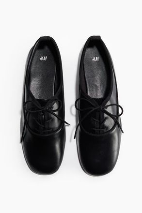 H&M Lace-up Ballet Flats in Black at Nordstrom, Size 10